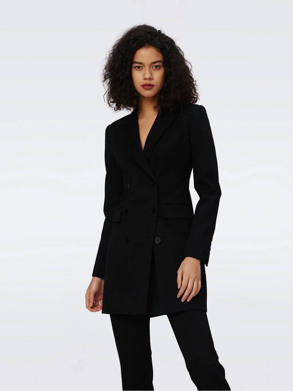 Diane Von Furstenberg Virginia Double Breasted Blazer Dress Black Size 16